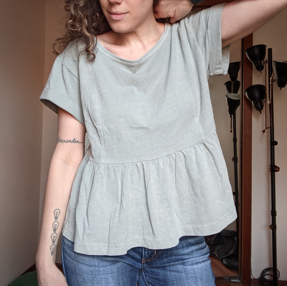 Urban Outfitters Sage Green peplum swing tee